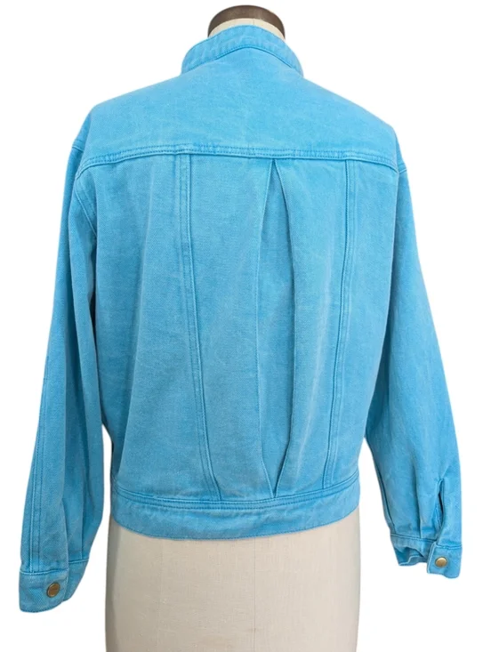 ELF SACK Turquoise Cotton Denim Jacket With Embroidered Cherries. Medium. - Picture 7 of 16